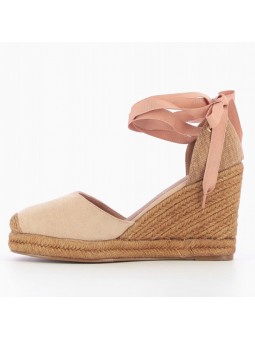 sandales talons compensés vanessa wu sd1781 beige vu de profil