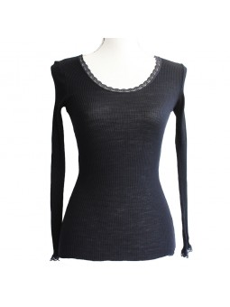 t shirt laine et soie Amelie artimaglia madiava noir