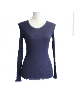 t shirt laine et soie Amelie artimaglia madiava marine