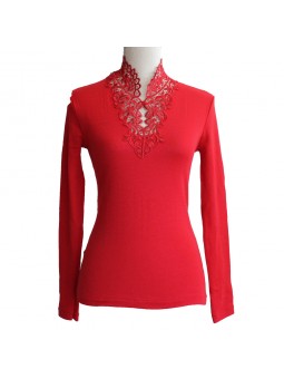 t shirt laine et soie Lea artimaglia madiava rouge