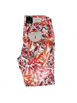 pantalon Stark body perfect vert fleuri rouge