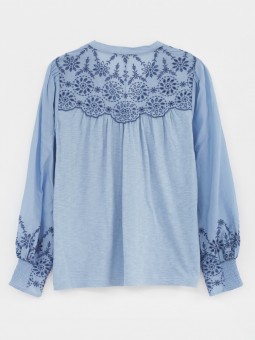 chemise brodée bleue white stuff 433007 dos