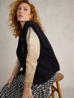 GILET SM BORG NOIR WHITE STUFF