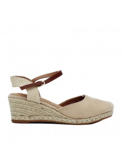 sandales compensées mia beige de profil