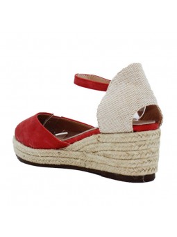 sandales compensées mila rouge de dos