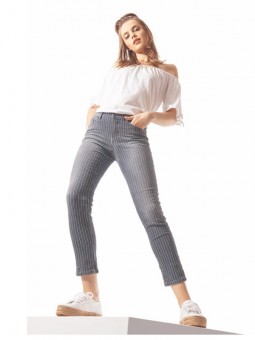 pantalon body perfect raye bleu