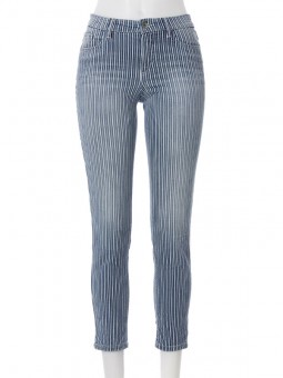 pantalon body perfect raye bleu de face