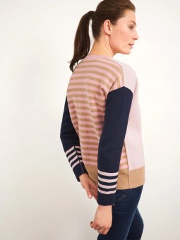 cardigan reversible white stuff 433154 vue de dos rayé beige