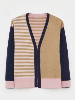 cardigan reversible white stuff 433154 vue de face camel