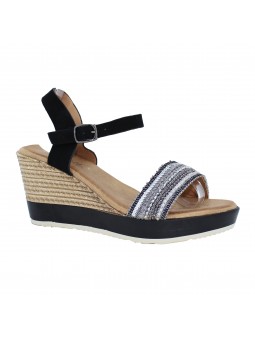 sandales compensées alix argent et noire